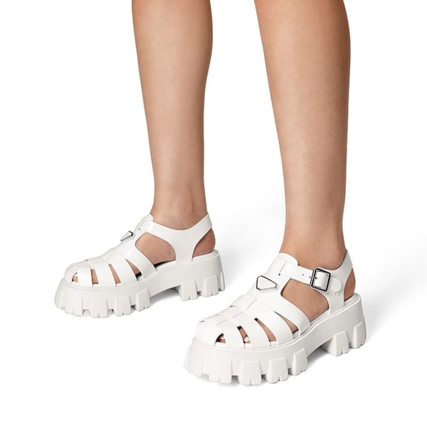 Lug Sole Platform Sandals - WHITE-PAT - 1